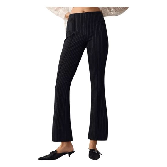 Mauve Anthropologie Margot Stripe Kick-Flare Trousers Navy XXSP - Picture 1 of 9
